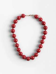 1 pieza Collar de cuentas de plástico acrílico con nudos de estilo bohemio y diseño geométrico redondo, joyería hecha a mano, versátil