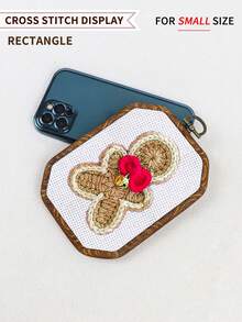 3 قطع إطارات تطريز يدوية صغيرة بنية اللون بنمط خشبي رجعي، مصنوعة من مادة ABS المتينة مع خطاطيف معدنية نحاسية، مناسبة لديكور المنزل، التعليق على الحائط، هالوين، عيد الميلاد، الحقائب، الملابس، الهواتف، سلاسل المفاتيح، المكاتب، الأغراض الجانبية للسرير، زينة السيارات