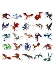 50pcs Dragon Animal Cartoon Series Phone Case Graffiti Stickers For Laptop Helmet Skateboard, Waterproof DIY Creative Stickers - Multicolor - View 7