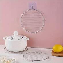 1套圆形不锈钢耐热锅垫锅架蒸笼架加厚家用防烫碗盘垫桌面垫收纳垫 - 銀色 - 查看 4