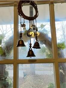 1 pieza, Campana de ratán retro hecha a mano, campana colgante de enredadera bohemia para pared, campana de viento de enredadera, decoración de asa, campana de cuerda, campana de oración colgante, campana de enredadera para puerta, campana colgante de enredadera natural, campana de viento calmante