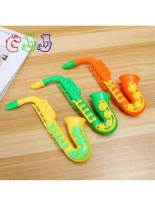 قطعة واحدة آلة موسيقية بلاستيكية وهمية بألوان عشوائية، مصنوعة من البلاستيك يمكن النفخ فيها، دعامة لأداء الحفلات، هدية للحفلات، هدية للعودة إلى المدرسة/التخرج، دعامة أداء وتفاعلية للأولاد والبنات