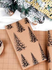 1pc Vintage Kraft Paper For Christmas, Gift Wrapping Paper For Christmas Party Decoration