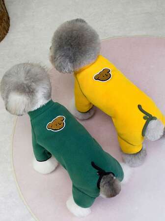 四腿宠物连体衣，毛绒可爱宠物服装，适合狗狗，秋冬