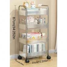 1pc Transparent Snack Storage Organizer Rack, Multi-Tier Mobile Floor Standing Cart, Suitable For Kitchen, Beauty Salon