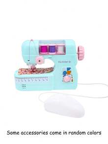 Set di macchine da cucire elettriche giocattolo per bambini, set fai-da-te per cucire vestiti in miniatura, accessori da sarta per il gioco di ruolo delle ragazze, mini strumenti di apprendimento della cucitura, decorazione per la stanza di apprendimento della cucitura, adatto per riparare vari indumenti piccoli