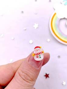 20pcs Resin Mini Colorful Cartoon Christmas Snowman Flat Back Rhinestone Mini Figurines Art Applique DIY Scrapbook Accessories Crafts