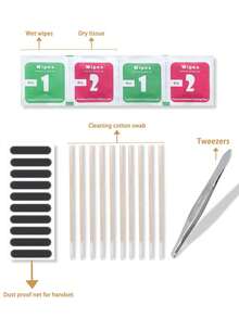 Mobile Phone Cleaning & Dust Proof Kit - Screen Cleaning Cloth + Speaker Dust Cover + Tweezers + Fine Tip Cotton Swabs - Multicolor - View 5