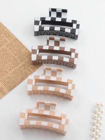 8 buc/4 buc/1 buc cleme de păr din plastic, cleme de păr cu model în carouri, potrivite pentru păr gros și subțire, cleme de păr antiderapante, perfecte pentru cadou de ziua de naștere, cadou de nuntă, vacanță la plajă și ținută casual, cadou de Ziua Mamei, cadou de petrecere, cadou de nuntă și de Ziua Îndrăgostiților, înapoi la școală