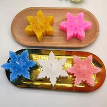 1pc Christmas Snowflake Shaped Scented Candle, Home Decor Fragrance Ornament Christmas Decorations Room Decor, Christmas Gifts