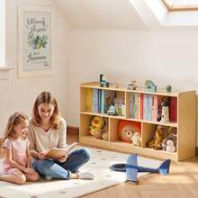 Montessori Bookshelf, 45 In Width Toy Storage Organizer, 5-Section Kids Display Storage Cabinet, Daycare Furniture, Kids Bookshelf For Bedroom, Nursery, Living Room, Entryway, Preschool, Brown - Grid Wooden 41-50inch Light Brown - 查看 9