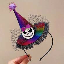 节日女巫帽发箍，蕾丝边头饰，趣味发夹头饰