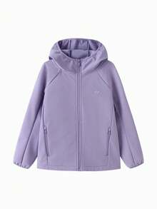 Balabala 2025 Autumn Girls Waterproof Fleece Outdoor Jacket - Purple - View 7