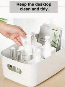 10pcs/5pcs Plastic Study Basket, Kitchen Storage Basket, Bathroom Storage Basket, Handle Storage Basket, Suitable For Home, Kitchen, Bathroom, Office, Bedroom