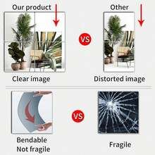 4pcs(20cm*20cm) HD Self Adhesive Acrylic Mirror Sheets, Frameless Flexible Non Glass Mirror Tiles, Mirror Stickers For Home Wall Decor, Suitable For Gym Living Room Bedroom Office,Ideal Gift For Friends And Family.