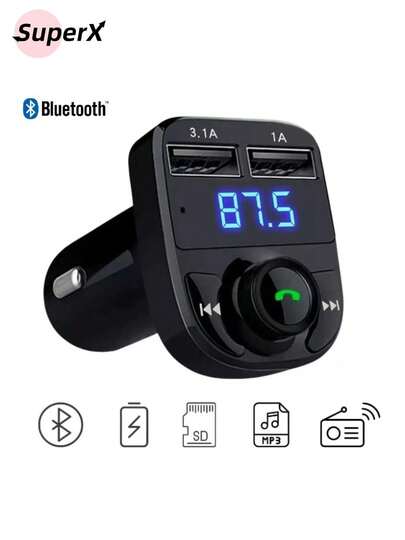 Adaptador Bluetooth Carro Transmissor FM Carregador Veicular Compatível com Android e IOS x8