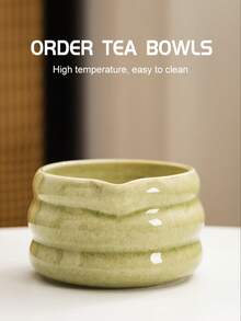 4pcs Japanese Matcha Bowl Set, Matte Green & Light Green Ceramic Salad Bowl & Tea Whisk, Back To School/Holiday Gift Set