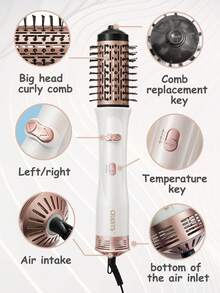 CRASTS 2-In-1 Automatic Curling & Straightening Hot Air Brush, Dual-Use Curling & Straightening Styler, Damage-Free Hair Styling