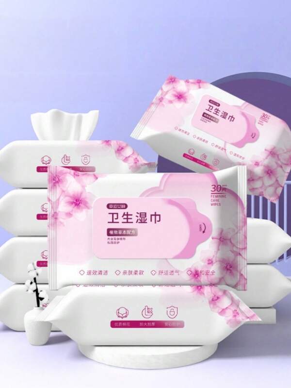 30pcs/Pack Feminine Hygiene Disinfecting Wet Wipes, Adult Sanitary Cleansing Wet Tissues For Bathroom, Home Care Wet Wipes