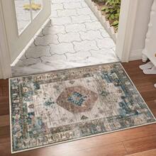 1 pieza Felpudo de interior lavable, Felpudo de estilo bohemio vintage, Alfombra de entrada, Alfombra de puerta para cocina, hogar, patio y baño, Decoración navideña de invierno para el hogar
