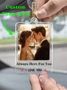 1 pieza Adorno personalizado de acrílico con foto para coche, adorno personalizado, adecuado para coche, hogar, sala de estar, decoración de oficina, Navidad, Halloween, regalo de Año Nuevo, perfecto para padre, novio, nuevo propietario de automóvil, aniversario, boda, cumpleaños - Multicolor - Ver 2