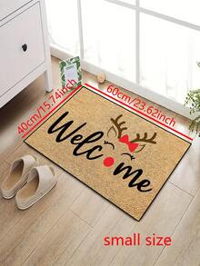 1 pieza Felpudo de bienvenida con diseño minimalista de ciervo sonriente navideño, estilo festivo para interiores y exteriores, antideslizante, lavable a máquina de fibra de poliéster, para cocina, comedor, pasillo, baño, dormitorio, exterior, entrada, decoración del hogar, decoración de habitación, todo el año - Amarillo - Ver 7