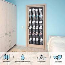 Zapatero sobre La Puerta con 24 Grandes Bolsillos De Malla, Zapatero Colgante, Adecuado para Guardar Zapatos, Accesorios, Juguetes, Artículos De Tocador, Artículos De Lavandería(Negro-24) - Blanco-35 - Ver 4