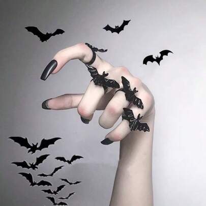 1pc Halloween Vampire Bat Punk Style Ring, Novelty Accessory For Holiday Costume