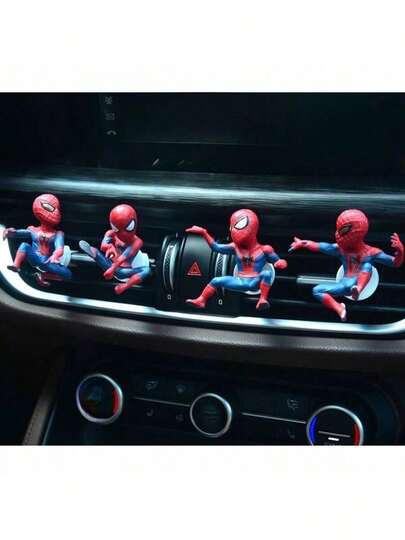 Marvel 4 pièces Décoration ornementale d'expansion d'arôme de voiture Marvel Spider Man, décoration ornementale de dessin animé pour la climatisation