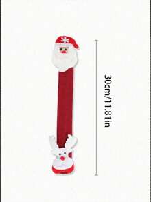 1pc Christmas Decoration, Linen Fridge Handle Cover & Microwave Oven Handle Cover With Cartoon Santa Claus Design
