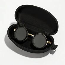 Men's Handmade Retro Lycra Style Fashion Glasses - Rotating Polarized Gradient Lenses, 9-Level Adjustable Frame, Durable Plastic And Magnesium Alloy, Includes Protective Case| Suitable For Travel, Camping, Role-Playing Parties And Events, Camping Glasses, Fashion Glasses, Polished Surface - màu đen - Xem 2