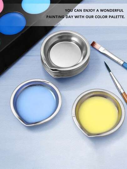 4/6/8/10 قطعة صينية خلط متعددة الاستخدامات من الفولاذ المقاوم للصدأ، مناسبة للألوان والمستحضرات التجميلية وجل الأظافر، رائعة للمصممين والفنانين ومصففي الشعر