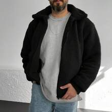 Men's Retro Old Money Style Sheepskin Zipper Jacket Simple Casual Warm And Versatile, Grunge, Fall/Winter