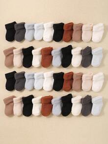 10/5 Pairs Baby Solid Color Thick Warm Flip-Top Socks, Autumn/Winter