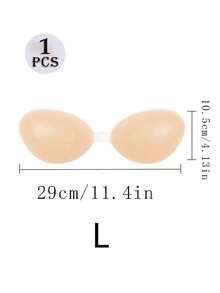 1 Pair Apricot & Pink 2 Color Options Sticky Backless Strapless Bra, Reusable Soft Silicone Bra With Nipple Cover, Oval Yoga Running Sports Party Swimming Chest Fixing Gather Lift Function Silicone Material, Super Strong Silicone Invisible Bra, Wedding Bra, Women Summer Underwear