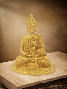 Estatua de Buda pequeña decorativa de escritorio con incrustaciones de ladrillos de resina (no incluye taza de hierro) - Multicolor - Ver 11