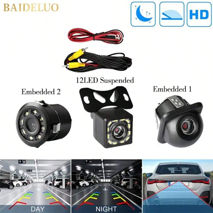 BAIDELUO 1pc Reversing Camera Rear View Night Vision 8 LED Car Reversing Automatic Parking Monitor CCD Waterproof HD Video