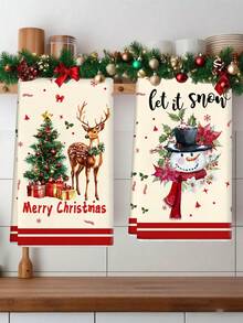 1pc/2pcs/6pcs Super Soft Microfiber Christmas Hand Towels, Santa Claus, Snowflake, Reindeer, Christmas Tree Pattern Design Dish Cloths, Kitchen And Dining Room Decor, Outdoor Party Supplies, Suitable For Christmas Kitchen And Bathroom Decor, Advent Calendar Gift, Christmas Surprise - Multicolor - View 14
