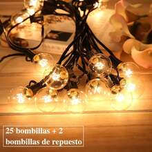 Guirnalda De Luces Para Exterior 15M, Salandens 25+2 Focos G40 Para Jardin Para Impermeable,Serie De Luces Para Exterior, Decorar Patio,Jardín, Terraza, Boda, Fiesta,Navidad - 1 - Ver 3
