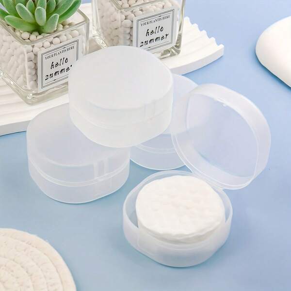 Durable Clear Plastic Round Storage Box | Portable Makeup Removal Pad And Tool Storage Box, Sealed Travel Design For Brushes, Balls, Beads - Smooth Surface, Bathroom Vanity Storage