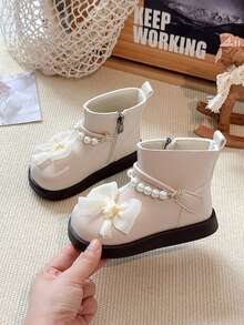 Botas cortas de princesa con decoración de lazo para niñas en otoño/invierno