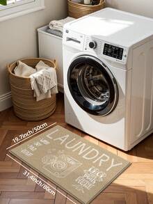 DAJIANG 1 buc. Covor modern pentru spălătorie, covor moale cu dungi, covor pentru intrare, covor pentru bucătărie, lavabil la mașină, covor anti-praf cu litere, decor pentru casă, decorare pentru camera de sărbători