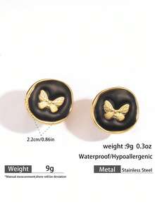 Pendientes de aro de acero inoxidable 316L MYYA para mujeres, de lujo, con baño de oro amarillo de 18K, sin níquel, plomo ni cadmio, resistentes al agua