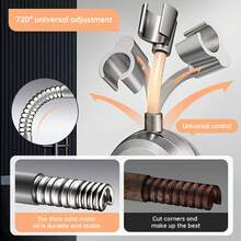 1个枪灰色吸盘式淋浴支架 - 无需钻孔壁挂式ABS塑料浴室收纳架，强力粘胶淋浴喷头支架，适用于现代浴室，夏季新品及复活节礼物，浴室配件，时尚设计，表面抛光