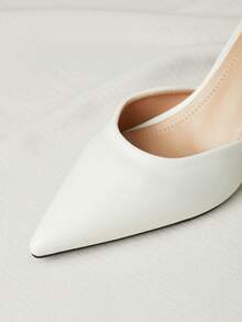 时尚新款女士高跟鞋，细高跟，尖头，白色镂空女鞋，圣诞冬季圣诞礼物 - 白色 - 查看 4