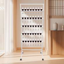 5-Tier Champagne Glass Holder, Steel Champagne Flutes Display Stand, Champagne Wine Glass Holder With Swivel Casters, Champagne Wall Holder For Party, Metal Flutes Display Stand Hold 40 Glasses For Wedding Party Get-Togethers Ceremony Festival Holiday - 白色 - 查看 7