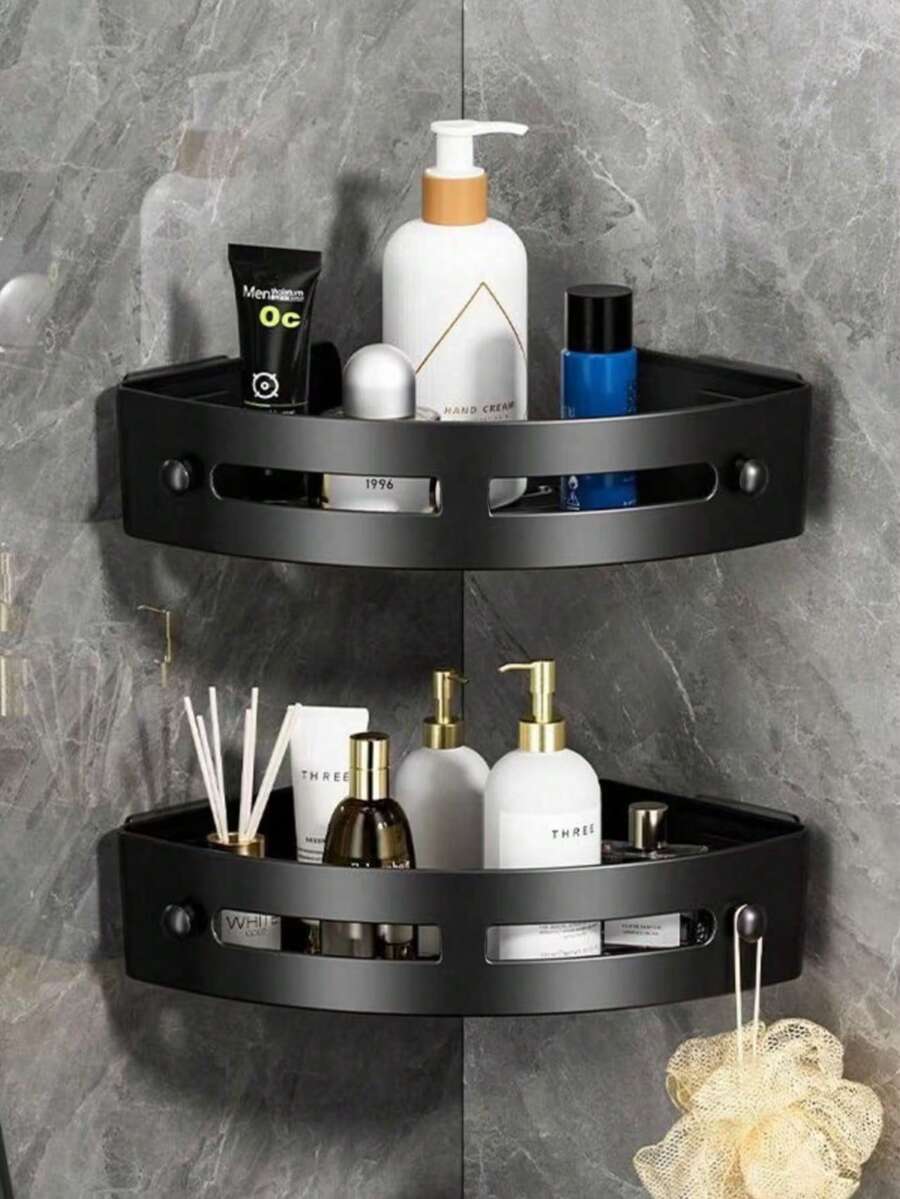 1/2 piezas Estante de ducha triangular y organizador de baño, material de plástico, estante de almacenamiento sin perforación - Organización del hogar y accesorios de almacenamiento de baño