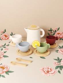 10pc Baby Coffee Machine Toy Wooden Products Coffee Machine Kitchen Set Model Children's Game Simulation Coffee Cake Pretending Toy Children's Afternoon Tea Toy - Suitable As Children's Birthday Gift, Halloween Gift, Christmas Gift - Wooden Afternoon Tea Sets - View 5