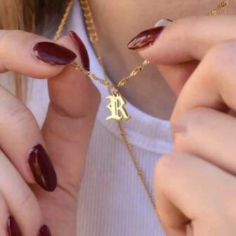 1pc Old English Initial Necklace Personalized 26 Letter A-Z Name Pendant Necklace For Women Stainless Steel Jewelry Birthday Gifts