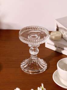 1 Peça/Conjunto Suporte de Vela de Vidro Transparente, Suporte de Vela de Vidro Cristal Minimalista Elegante e Romântico com Design Listrado, Exalando Luxo e Elegância. A Base Larga Evita que a Cera da Vela Vaze e Grude na Superfície da Mesa. Adequado para Decoração Doméstica/Decoração de Quarto/Decoração de Mesa